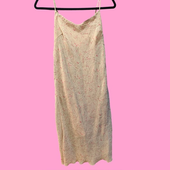 VTG Y2K Charlotte Russe Womens medium Beige Dress with Pink Floral Accents - Picture 5 of 6